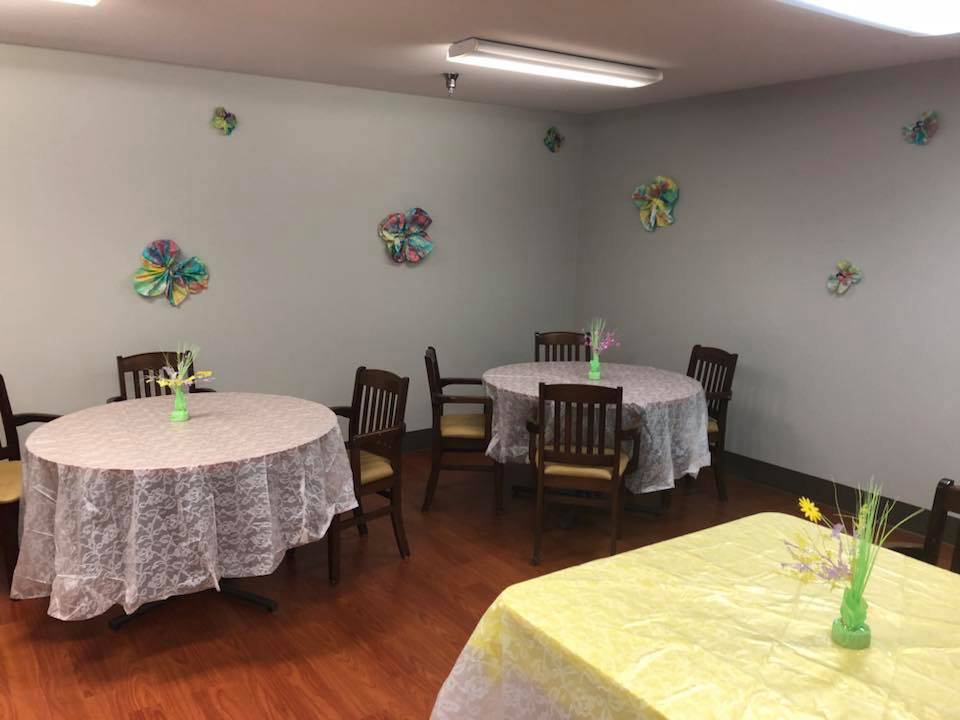 An interior shot of the Oakview facility dining room, from the Oakview Gallery.
